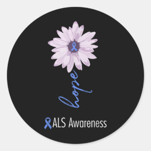 Sticker Rond Mois de sensibilisation aussi Bleu Tournesol Ruban