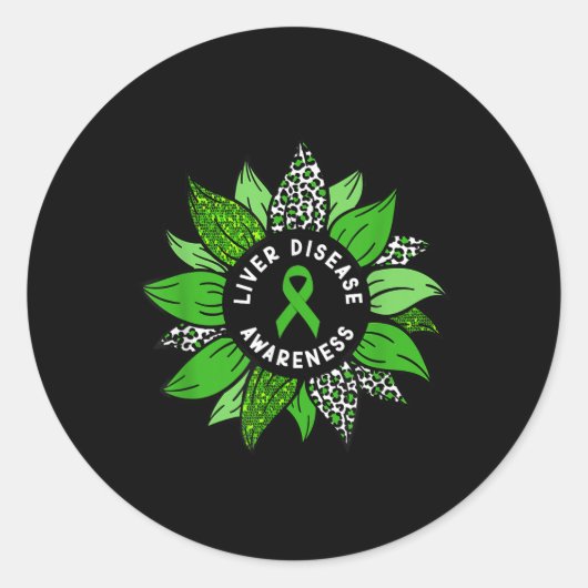 Sticker Rond Mois de sensibilisation aux maladies du foie Fleur (Devant)