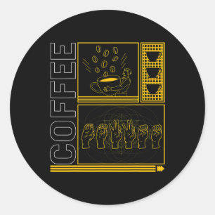 Sticker Rond Mois de sensibilisation Café Asl Lover Amour tenda