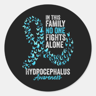 Sticker Rond Mois de sensibilisation Papillons Bleu clair Ruban