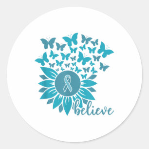 Sticker Rond Mois de sensibilisation Ual Ault Croire Sunflower
