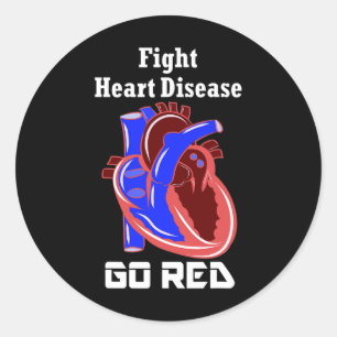Sticker Rond Mois du cœur américain Ruban rouge pour la sensibi