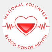 Sticker Rond Mois du don de sang par volontaire national (Devant)