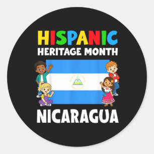 Sticker Rond Mois du patrimoine hispanique Drapeau du Nicaragua