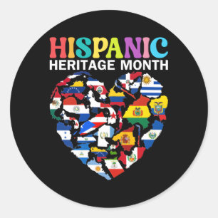 Sticker Rond Mois du patrimoine hispanique Drapeaux Pays hispan