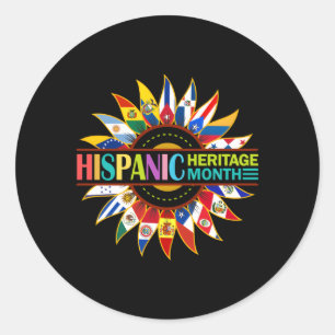 Sticker Rond Mois du patrimoine hispanique Pays latinos Drapeau