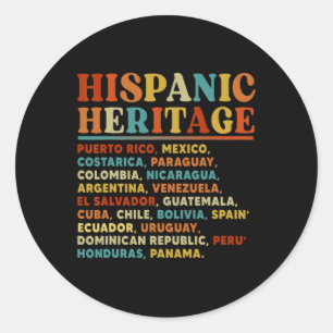 Sticker Rond Mois du patrimoine hispanique Tous les pays latins