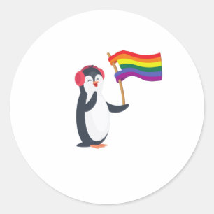 Sticker Rond Mois Gay pride des pingouins homosexuels LGBT