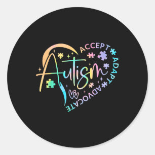 Sticker Rond Mois sensibilisation sur l'autisme Amour du coeur
