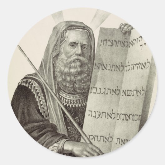 Sticker Rond Moïse prophète avec les Tables de la Loi (Devant)