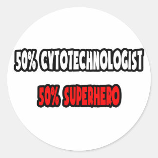 Sticker Rond Moitié Cytotechnologue ... Half Superhero