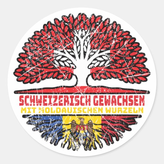 Sticker Rond Moldau Moldauisch Schweizer Schweiz Baum Wurzel (Devant)