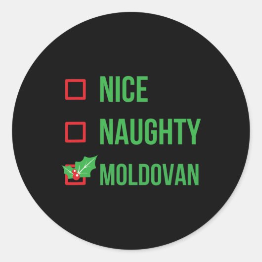 Sticker Rond Moldavie Funny Moldova Pyjama Noël (Devant)