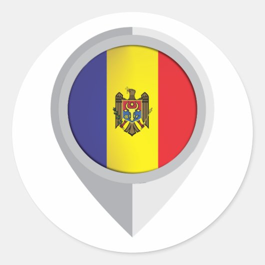 Sticker Rond Moldavie Pin Emplacement Drapeau pour votre famill (Devant)