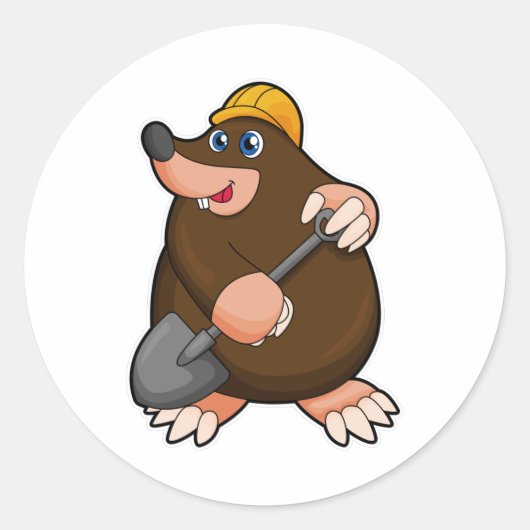 Sticker Rond Mole avec lunette et casquette dur (Devant)