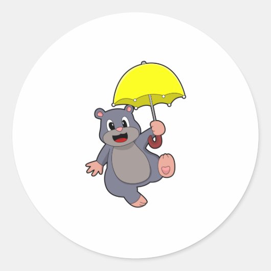 Sticker Rond Mole avec parapluie (Devant)