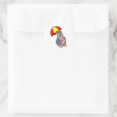 Sticker Rond Mole avec parapluie (Sac)