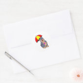 Sticker Rond Mole avec parapluie (Enveloppe)