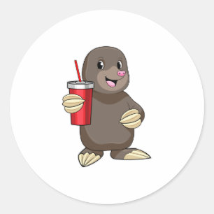 Sticker Rond Mole avec tasse à boire