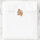 Sticker Rond Mole comme étudiant avec sac à dos (Sac)