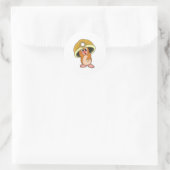 Sticker Rond Mole comme mineur avec casque (Sac)