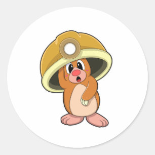 Sticker Rond Mole comme mineur avec casque