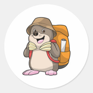Sticker Rond Mole comme randonneur avec bagage