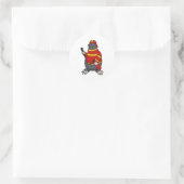 Sticker Rond Mole en pompier avec extincteur (Sac)