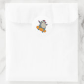 Sticker Rond Mole en skate avec skateboard (Sac)