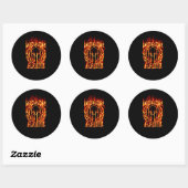 Sticker Rond Molon Labe Laurels guerrier spartiate en feu (Feuille)