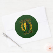 Sticker Rond Molon Labe Laurels spartiates sur Forest Green (Enveloppe)