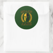 Sticker Rond Molon Labe Laurels spartiates sur Forest Green (Sac)