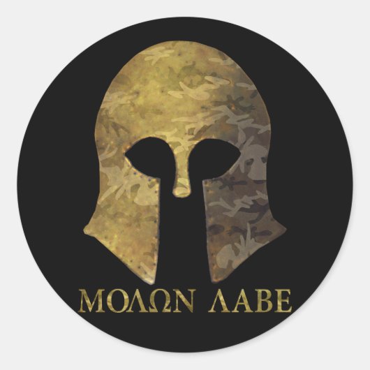 Sticker Rond Molon Labe, viens les prendre (version camo) (Devant)