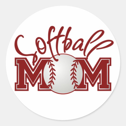 Sticker Rond MOM de softball (Devant)