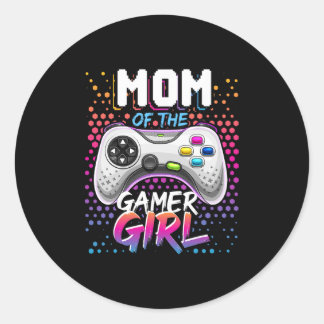 Sticker Rond Mom Of The Gamer Girl Matching Video Game Birthday