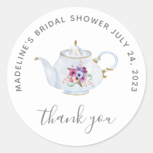 Sticker Rond Moment du thé Mariage vintage Merci