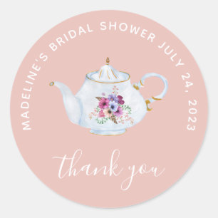 Sticker Rond Moment du thé Remerciements de Mariage Vintage