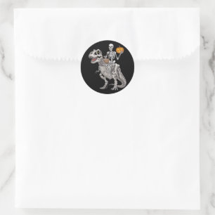 Sticker Rond Momie de squelette à cheval dinosaure T rex Hallow
