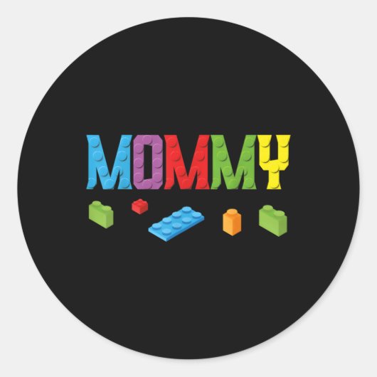 Sticker Rond Mommy Master Builder Bâtiment Briques Blocs Famill (Devant)