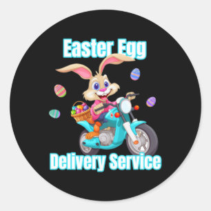 Sticker Rond Moms Dads Livraison d'Oeufs de Pâques Service Bunn