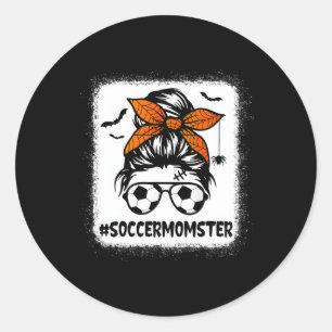 Sticker Rond Momster De Football Pour Halloween Maman Messy Bun