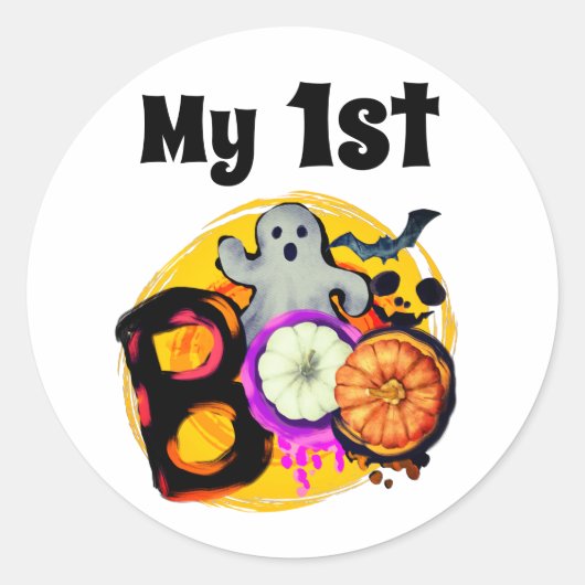 Sticker Rond Mon 1er Halloween de Boo Cute Ghost Baby (Devant)