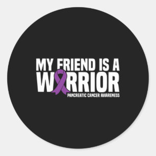 Sticker Rond Mon ami est un guerrier Pancréatique Cancer Sensib