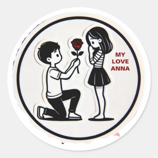 Sticker Rond Mon amour avec le nom romantique (Devant)