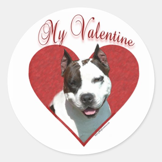 Sticker Rond Mon AmStaff Valentine (Devant)