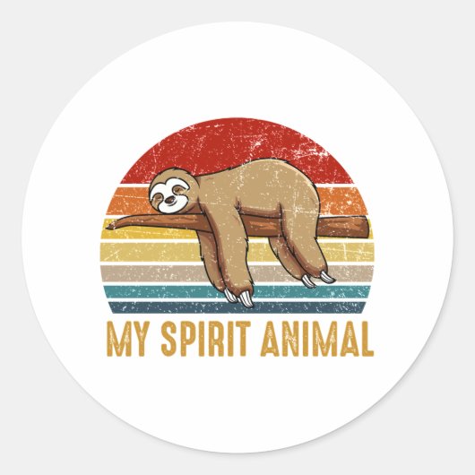 Sticker Rond Mon animal d'esprit Sloth Sleeping (Devant)