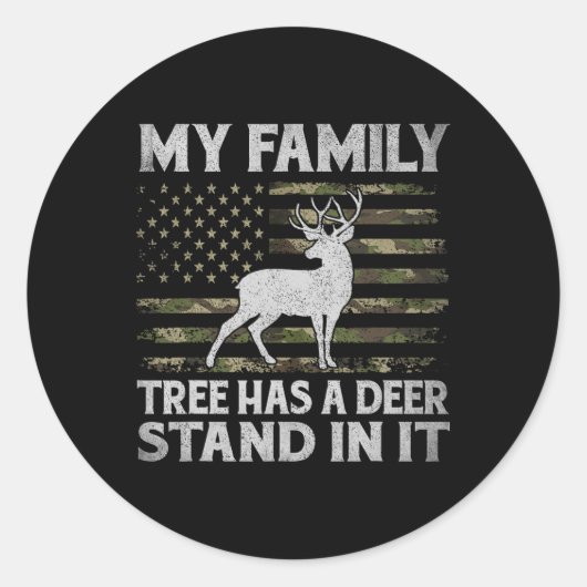 Sticker Rond Mon Arbre Familial A Un Deer Stand Dans Il Chasse  (Devant)