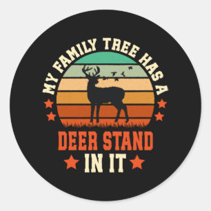 Sticker Rond Mon arbre généalogique a un mirador de cerf dedans