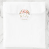 Sticker Rond Mon Baptême fleurs roses (Sac)