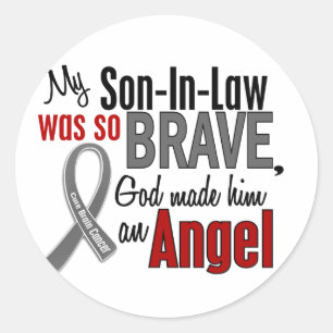 Sticker Rond Mon beau-fils est un cancer du cerveau de l'ange 1